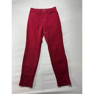 Judy Blue Women's Elastic Waist Tapered Leg Red Garment Dyed Jeans - Size 9 (29x